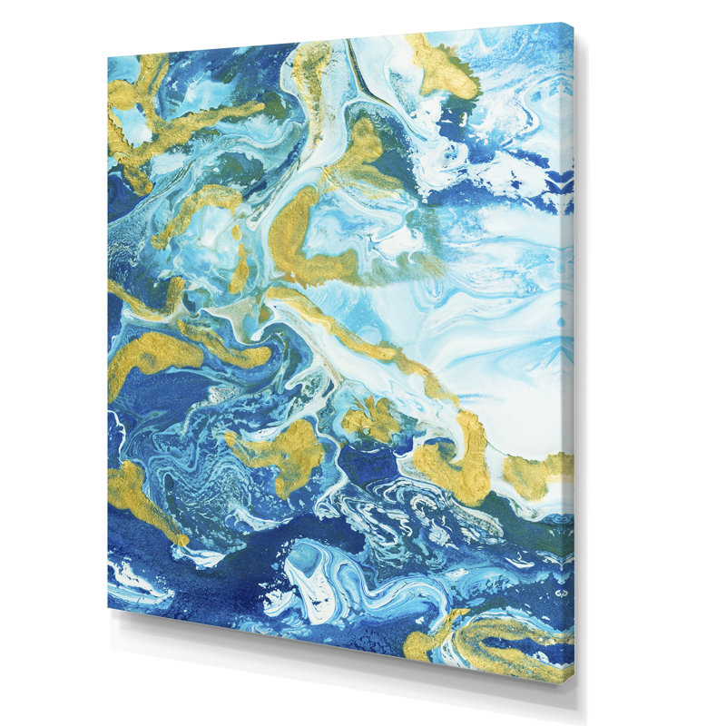 Marbre classique bleu et or, H 20 po x l 12 po, Toile tendue