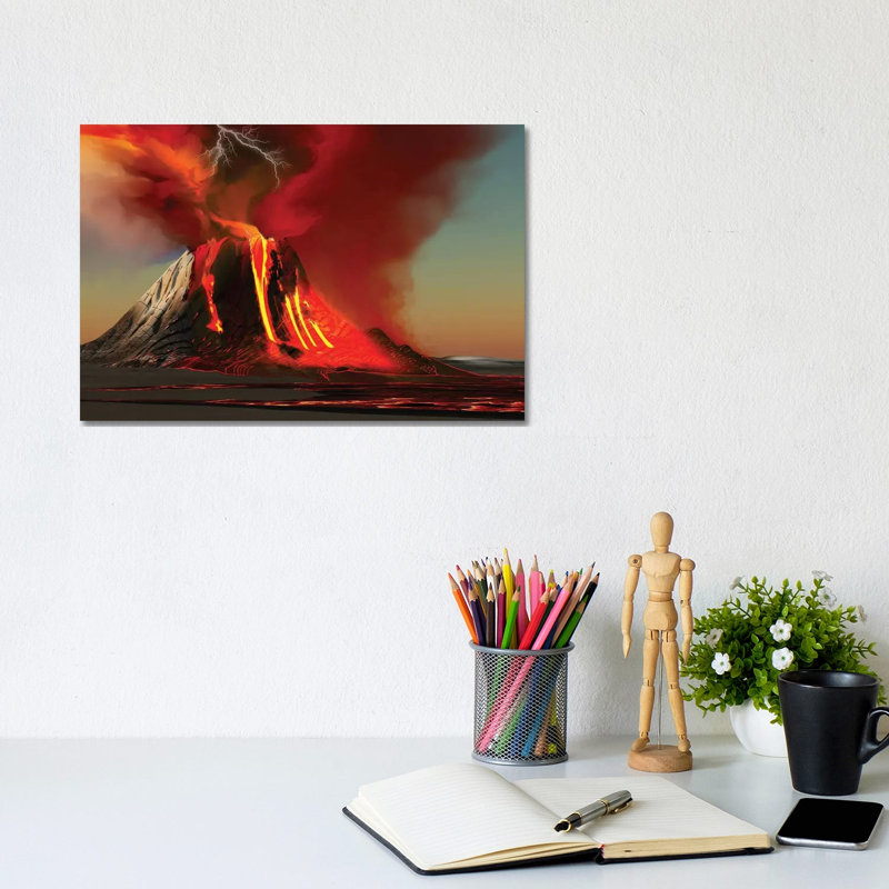 The Kilauea Volcano Erupts On The Island Of Hawaii With Plumes Of Fire And Smoke by Corey Ford - Wrapped Canvas Gallery-Wrapped Canvas Giclée