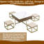 Ensemble de tables basses avec rangement et 4 repose-pieds en noyer