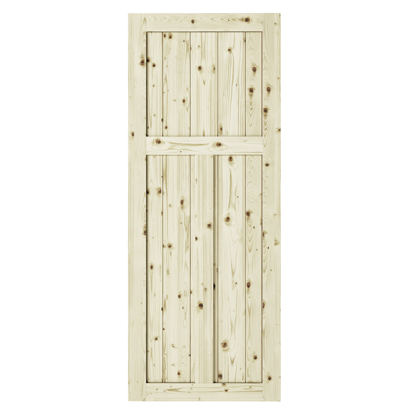 84'' Unfinished Knotty Pine Solid Wood Paneled Barn Door