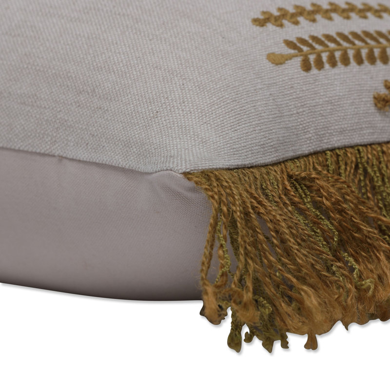 Alpine Embroidered Cotton Throw Pillow, Yellow