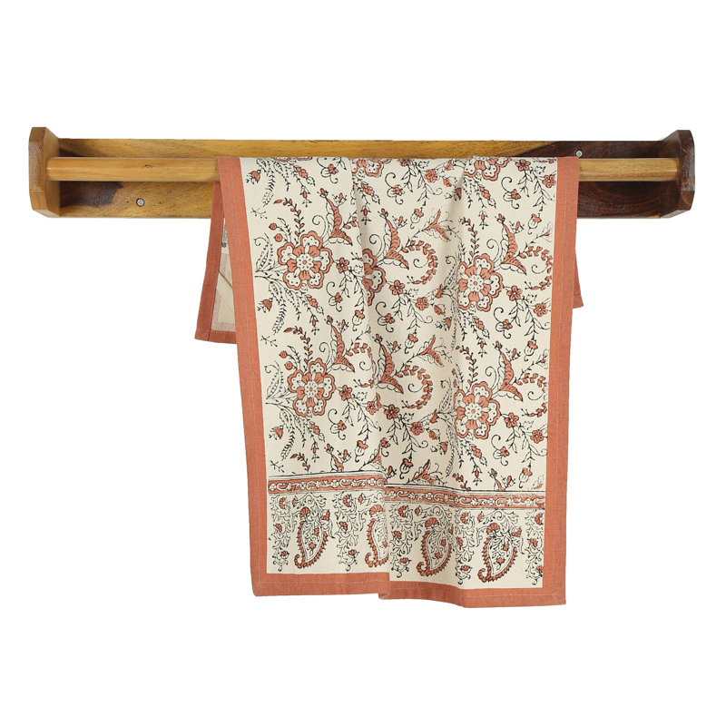 IVY Hand Block Printed Kitchen Towel - Set Of 2, Red