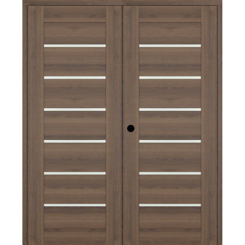 Porte standard préfinie en bois manufacturé Avon, 55,5 po x 79,37 po, Pacane, Droite