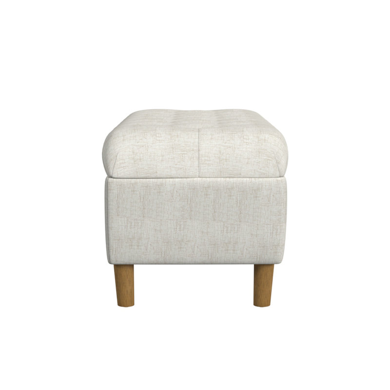 Cream Tufted Storage Bench with Honey Oak Legs