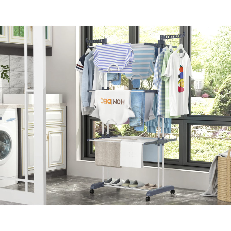 Séchoir à linge standard en acier inoxydable, H 67,7 po x l 3 po x P 19,7 po, Bleu