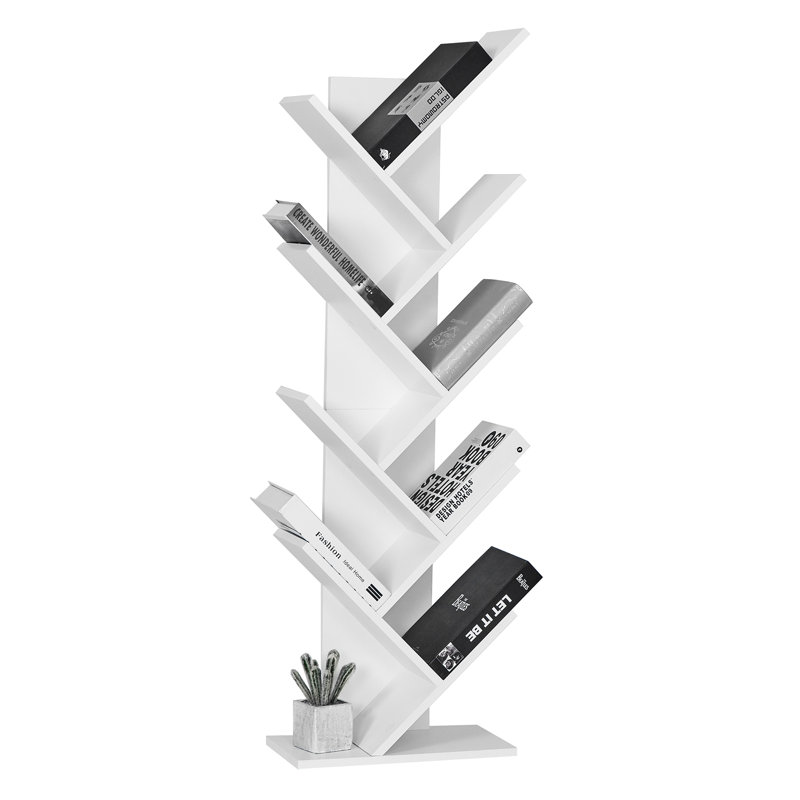 Troy 127cm H x 40cm W Geometric Bookcase, White