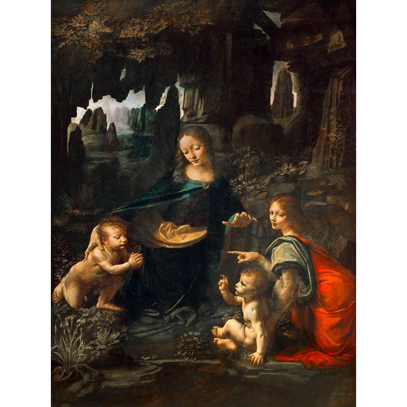 Virgin Of The Rocks [Paris] by Leonardo Da Vinci - Wrapped Canvas Painting, 80cm H x 60cm W x 4cm D