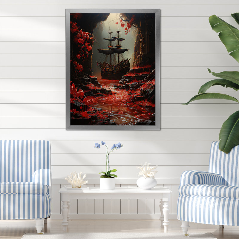 «Buccaneer Rogues Ship - Pirate», art sur toile, H 44 po x l 34 po x P 1,5 po, Cadre doré