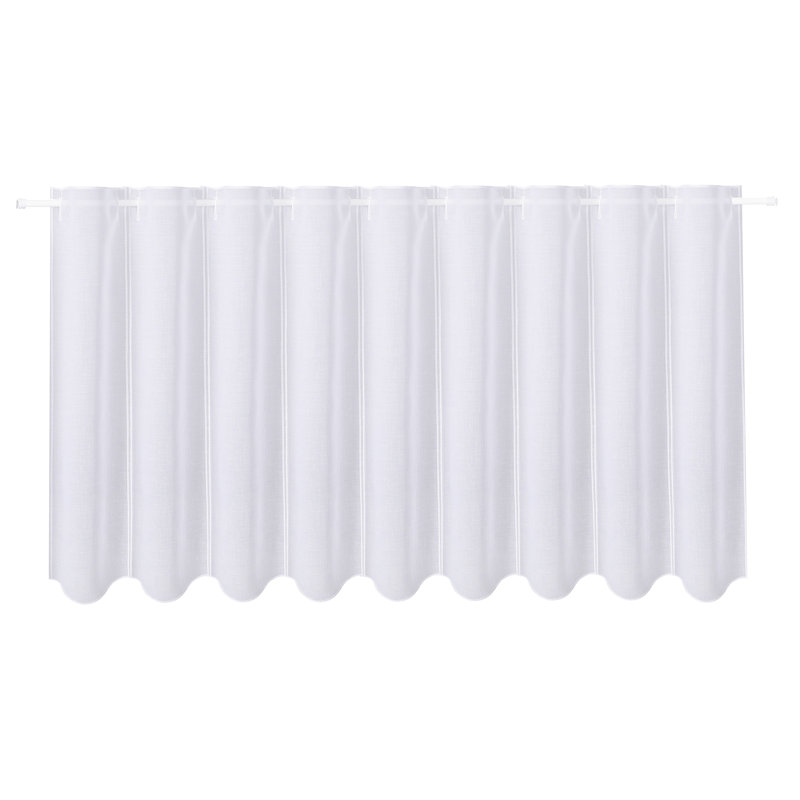 Seka Solid Colour Scalloped Cafe Curtain, 60cm H x 150cm W