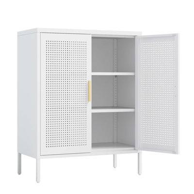 Armoire de rangement en métal avec 2 portes et 2 tablettes réglables