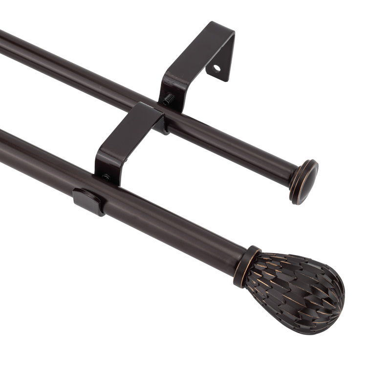 Roul Steel Adjustable 0.63'' Double Curtain Rod, 84" - 120", Bronze