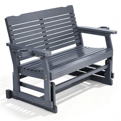 Solid Wood Dual-Seat Patio Glider Chair by Ophelia & Co.