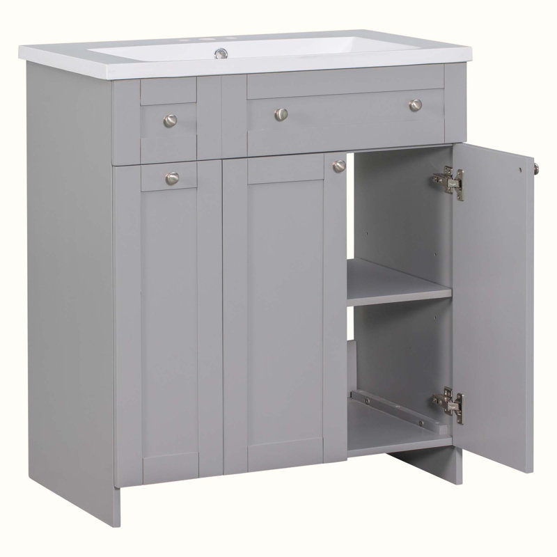 Ensemble de meuble-lavabo simple 30 po Nevruz, Gris