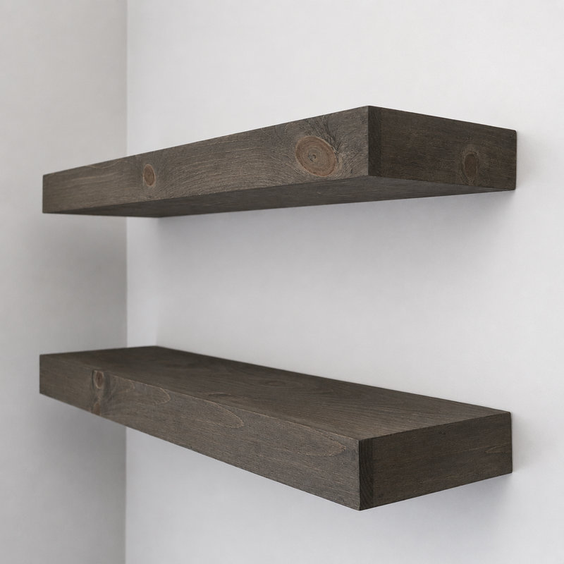 Arzhin Pippi Modern Floating Shelves 3 Inches Thick, Gray, 3" H x 36" W x 6" D