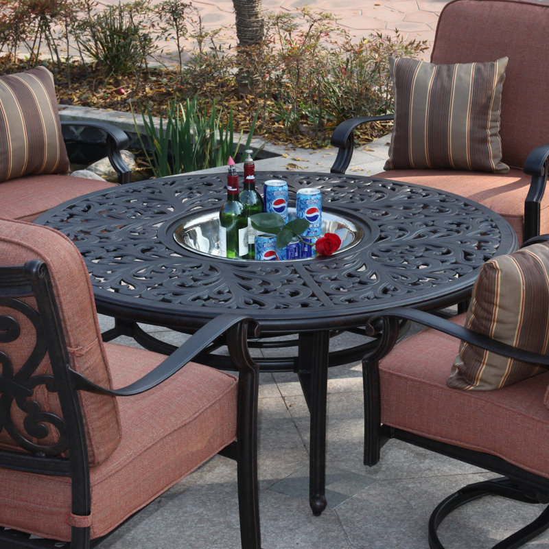 Cartee 52'' Round Tea Table with Ice Bucket Insert
