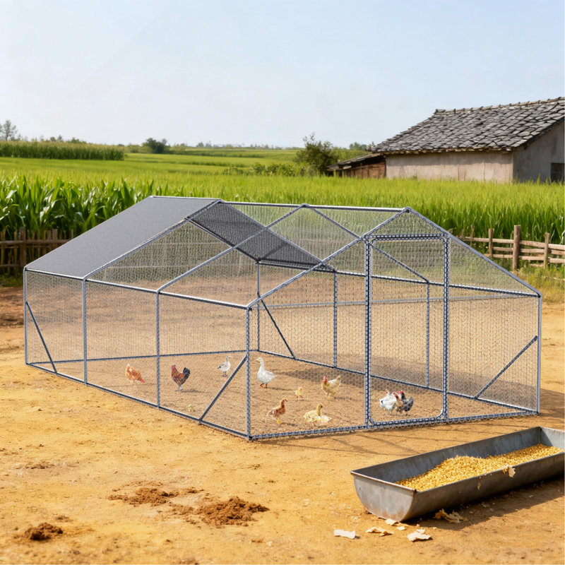 Poulailler extérieur en métal grand espace 20 * 10 * 6 pi 3 unités pour une utilisation en extérieur à la ferme