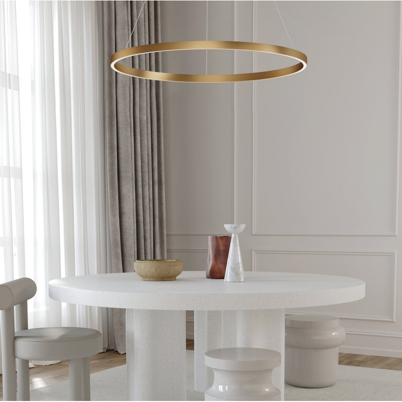 Luminaire suspendu à 1 lumière DEL en forme de roue de moulin Mills, Doré, H 1,5 po x l 39,5 po x P 39,5 po