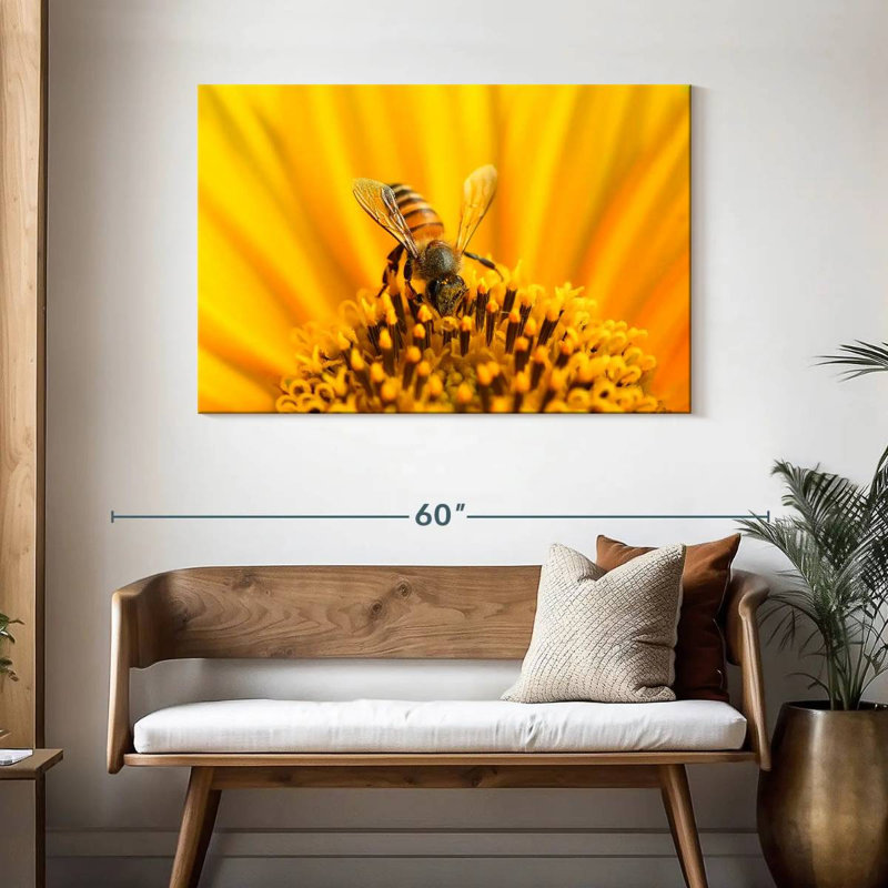 Harnek tournesol avec abeille, H 30 po x l 45 po