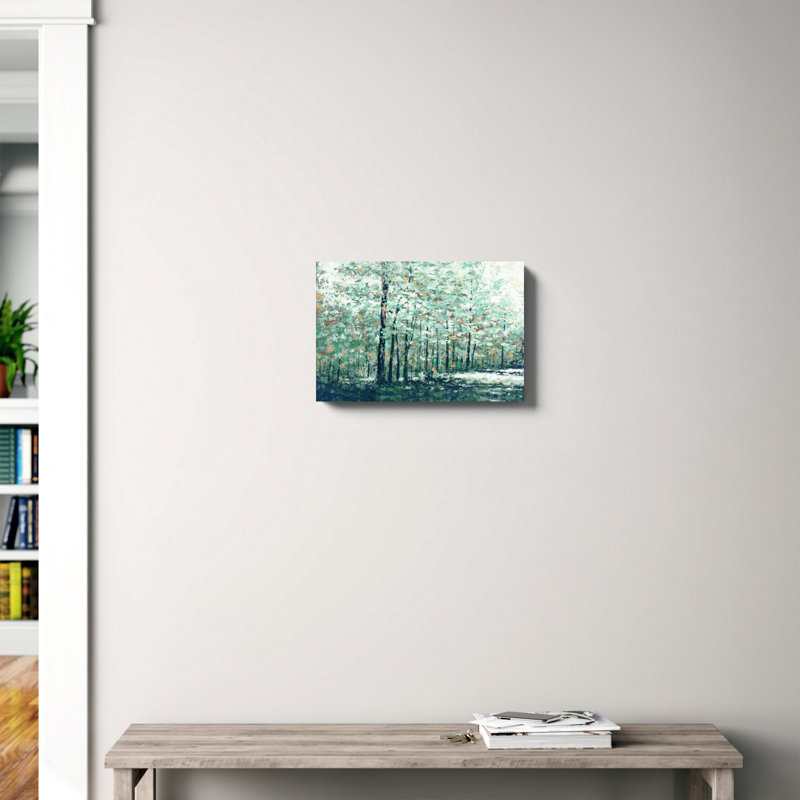 Blue Treeline - peinture sur toile tendue, H 12 po x l 18 po, Impression sans cadre, Sans cadre
