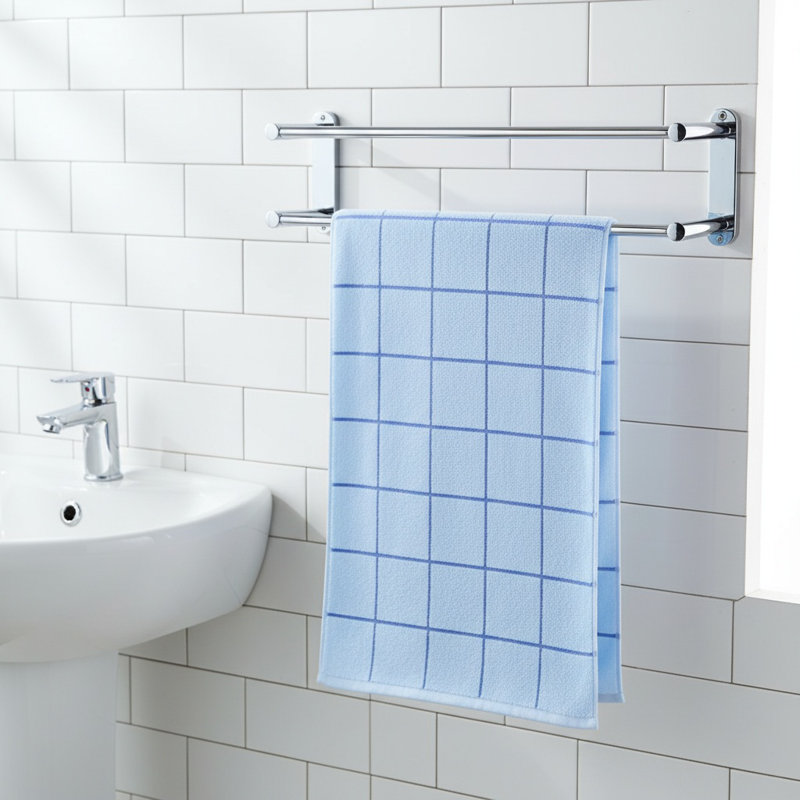 1Pcs Large Bath Towels 100% Cotton 140 X 70Cm Extra Beach Towels, Blue Plaid