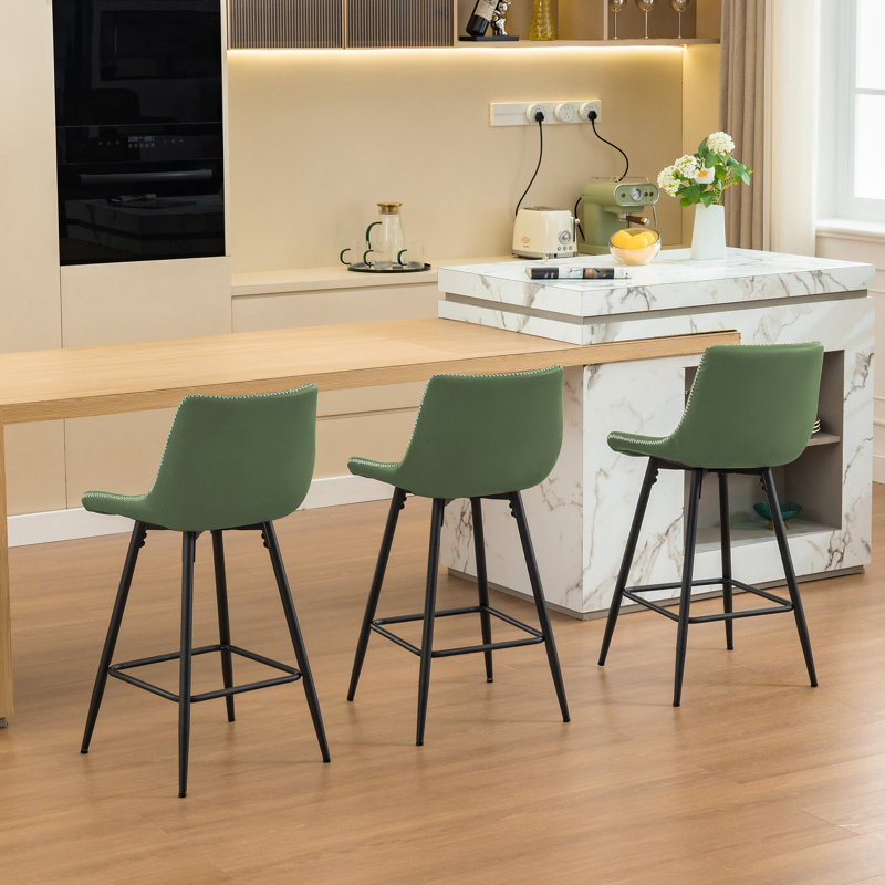 Tabouret de comptoir moderne en similicuir, Tabouret de comptoir (siège d'une hauteur de 24 p, 3, Vert