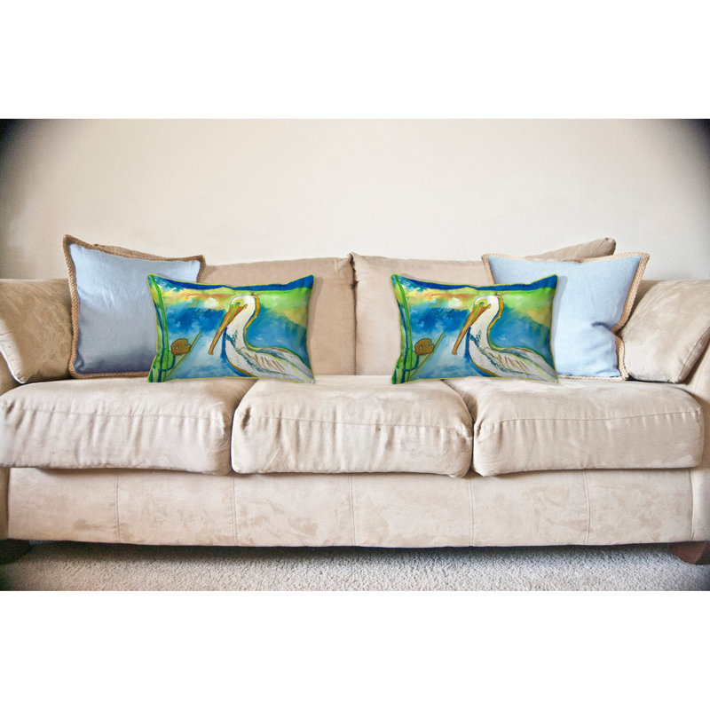 Large White Pelican Indoor/Outdoor Fade-Resistant Pillow