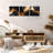 Elegant Decorative Canvas Painting Set (3 Pieces), Gold & Black, 11.8 x 11.8 inches Each | 50% Cotton / 50% Polyester with 100% Wooden Frames (Thickness: 0.8 inches) | Stunning Wall Art for Modern Home Décor