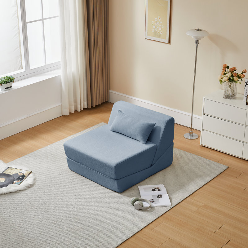 Canapé-lit convertible sans accoudoirs en osier de 31,5 po de largeur Boneless, Bleu