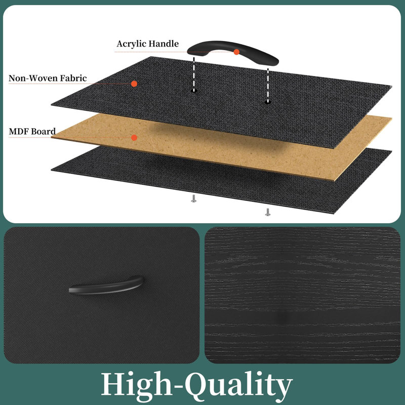 Ensemble de 2 tables de chevet en tissu, Noir