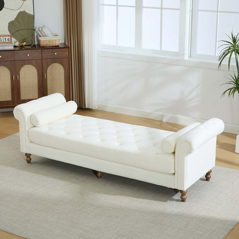Chenille Upholstered Bench