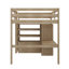 Lit mezzanine double en bois avec garde-robe, bureau, tablettes de rangement et tiroirs-1666404971