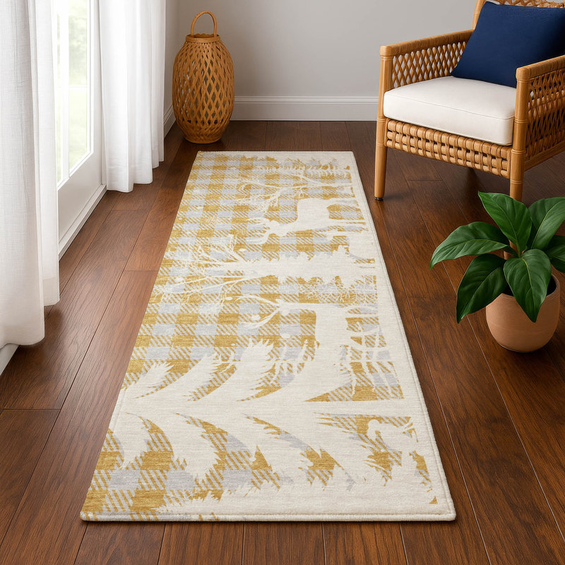 Premium Machine Washable Castillon AMF1824 Winter Forest Holiday Rug, Runner 2'3" x 7'6"