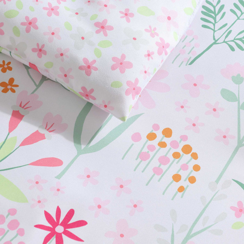 Ensemble d'édredon pour enfants Laura Ashley Meadow Daisies, Motif floral rose 3