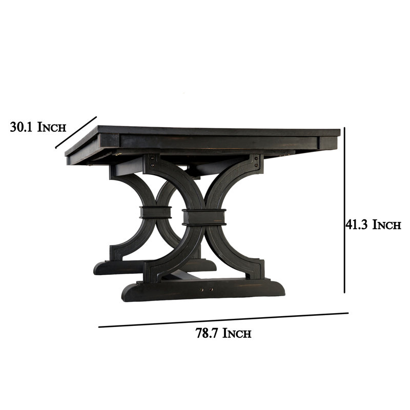 Ensemble de table de salle à manger Luke 7 pièces avec 6 chaises à oreilles, rectangulaire, noir, beige