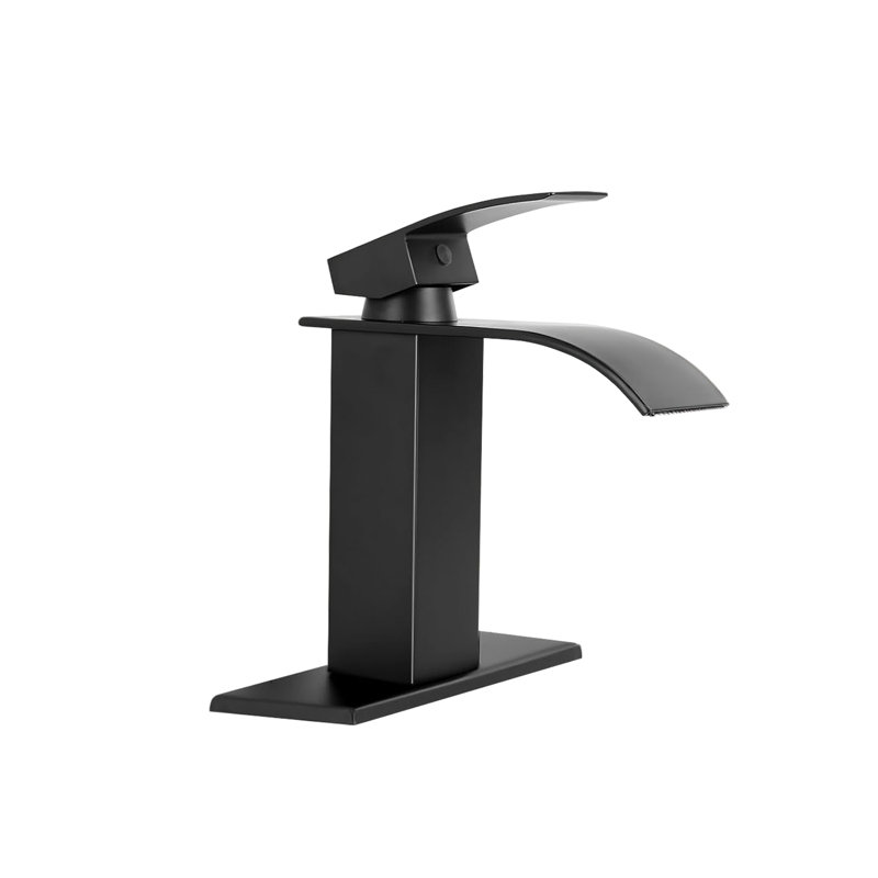 Single Handle Bathroom Faucet Lavatory Faucet Stainless Steel Single Hole-TP, Matte Black, Matte Black