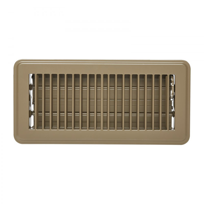 Grilles de ventilation au sol 4 x 10 pouces, paquet de 6, grilles de ventilation robustes en fer pour systèmes de chauffage, ventilation et climatisation, déflecteur d'air antirouille facilement réglable avec clapet métallique, brun, idéal pour la maison et le bureau