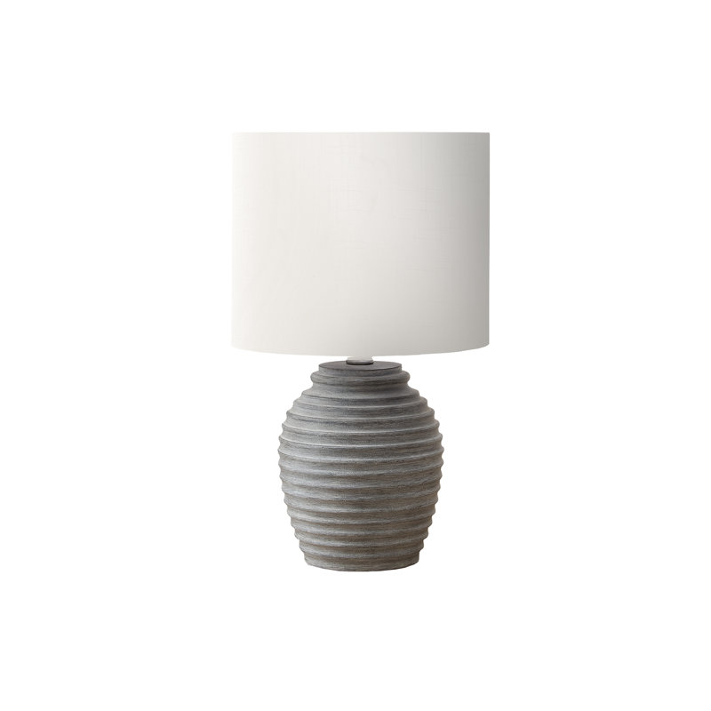 Lighting, 17 po, lampe de table, résine, abat-jour ivoire / crème, contemporain, Gris