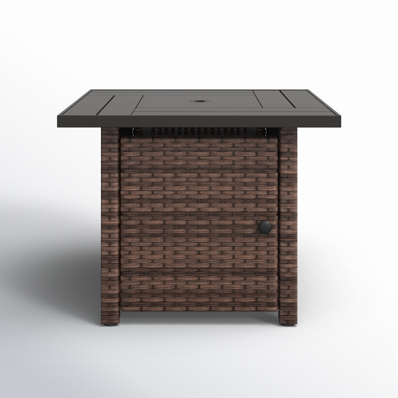 Braeya Square Powder Coated Steel Propane Smokeless Fire Pit Table with Hidden Fuel Tank