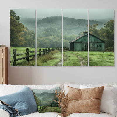 Green Summer Barn Farming Heritage - Barn Canvas Art Set