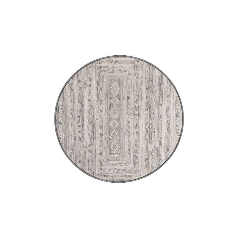 Tapis gris lavable à la machine, Rond 7 pi