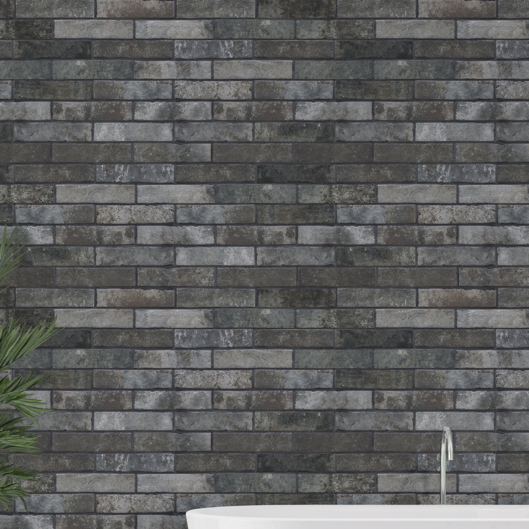 Montello 2 in. x 10 in. Matte Porcelain Brick Look Floor and Wall Tile, Sumi