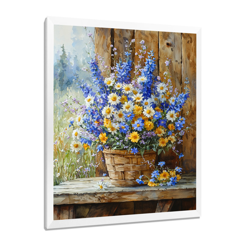 Stevens - Floral Wall Art Prints, H 44 po x l 34 po, Reproduction encadrée d'une seule photo, Blanc
