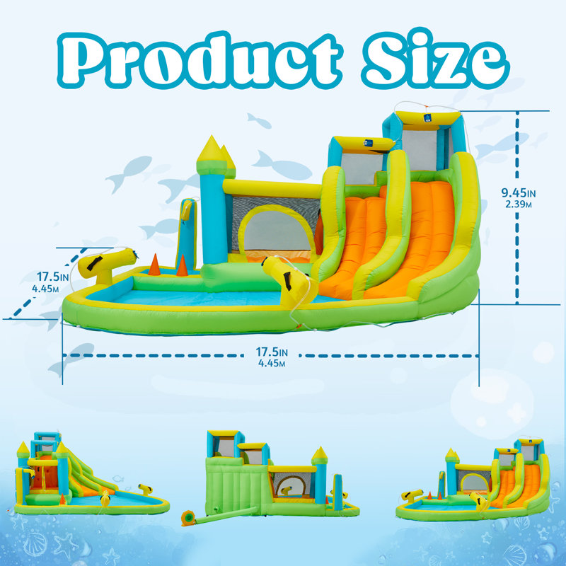 Inflatable White Bounce House With Ball Pool, Indoor & Outdoor Bouncing Castle For Kids With Air Blower