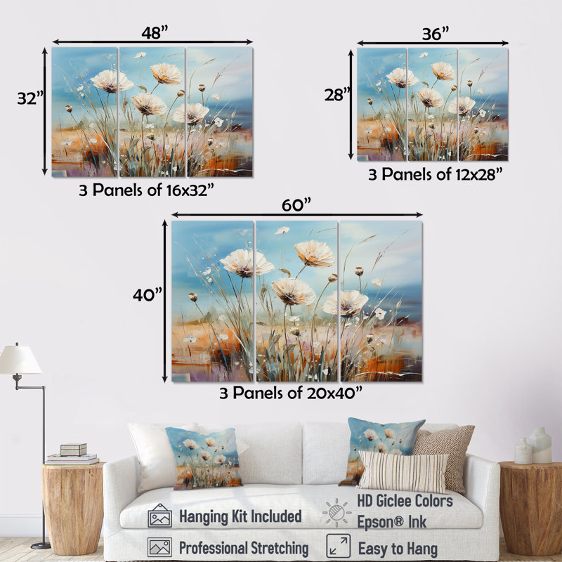 Ensemble de salon Minimal Dandelion Charm - Fleurs, H 40 po x l 60 po x P 1 po
