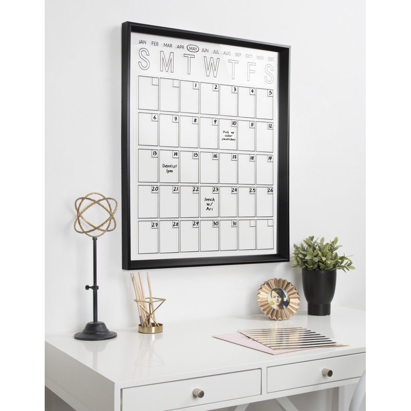 Calendrier Calter en acrylique effaçable à sec 25,5 x 31,5 - noir