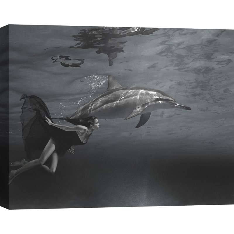 Swimming In The Ocean by Marc Moreau - No Frame Print on Canvas, 70cm H x 100cm W x 4cm D
