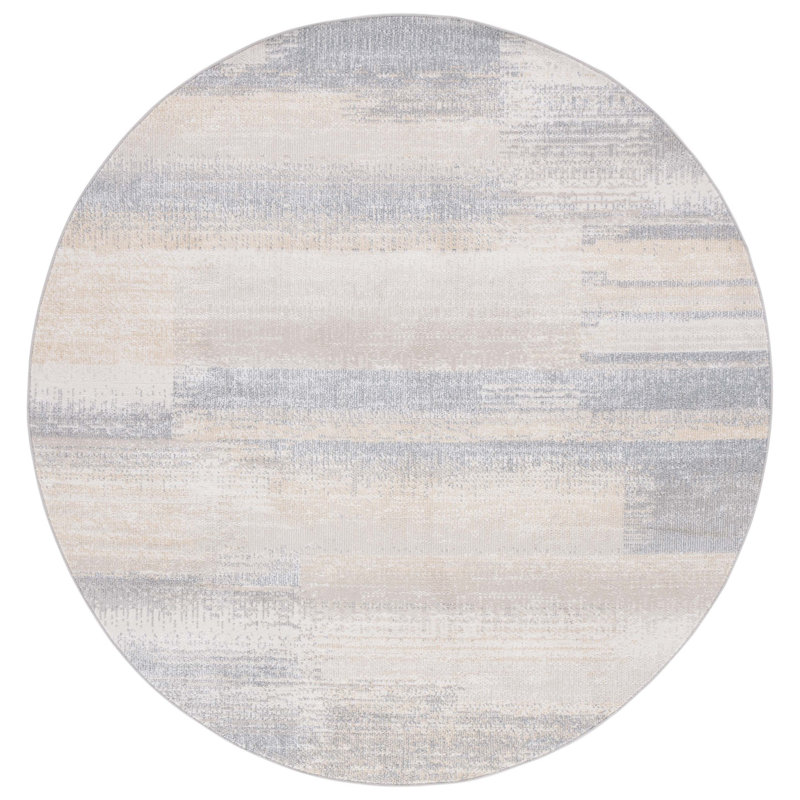 Isebelle Washable Performance Machine Washable Abstract Rug, Round 6'7"