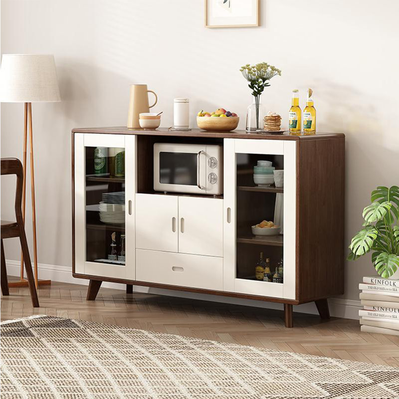 Nouvelle vitrine à micro-ondes de style chinois, Noyer/blanc