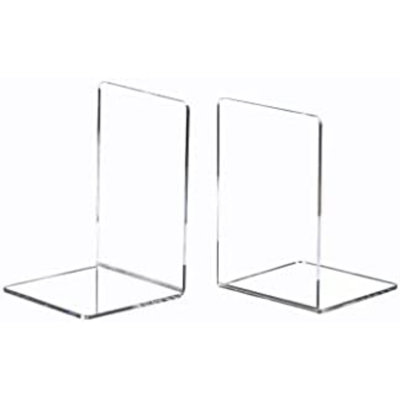 8 Pieces/4 Pairs Bookends,Clear Acrylic Bookends For Shelves,Heavy Duty Book Ends And Desktop Organizer,Book Stopper For Books/Movies/Cds,7.3X4.8X4.8 Inch