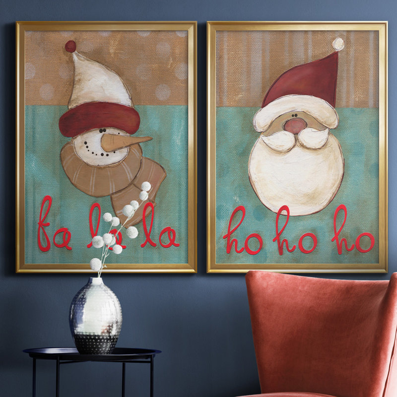 FaLaLa with Strip Dot - ensemble de 2 peintures, H 22,5 po x l 61 po x P 1,5 po, Toile encadrée dorée, Pas de tapis